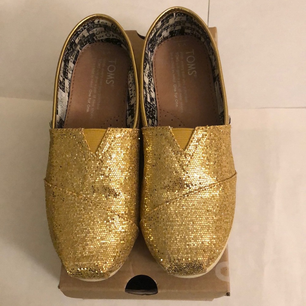 Gold glitter Toms for kids